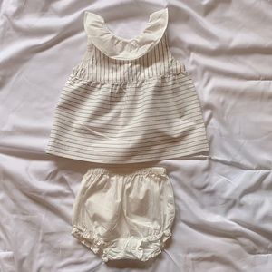 Janie and Jack black and white striped matching set, Size: 6-12 months